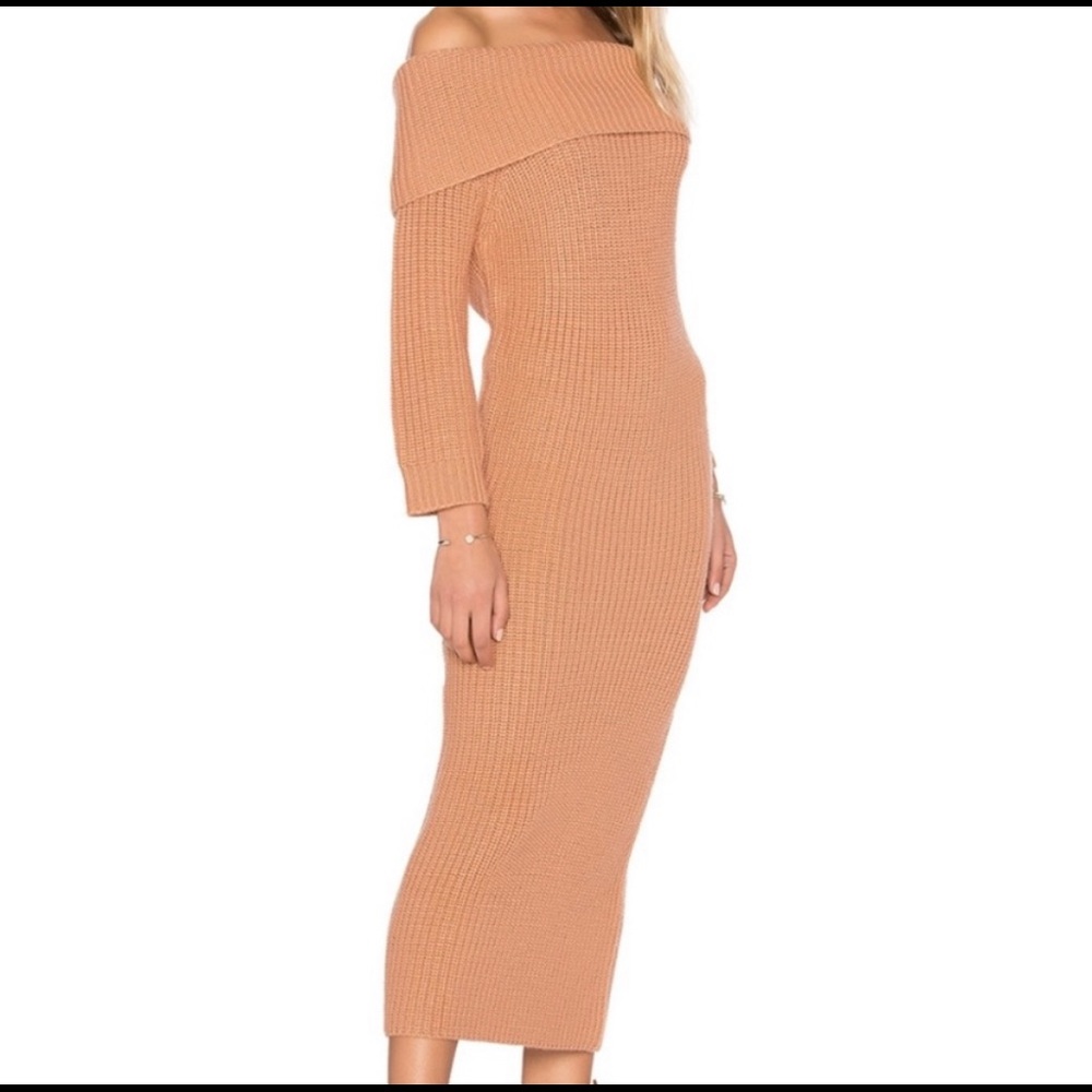 Tularosa Pia Foldover Cowl Midi Sweater Dress